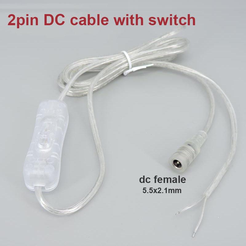 2M 22awg 3A прозрачный источник питания 5 В USB DC 12 В гнездовой кабель кнопка переключения разъем разъем удлинитель светодиодная неоновая полоса света