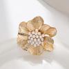 Flower Ring Retro Exaggerated Pearl Jewelry Women's High Sense Baroque Irregular Opening Jewelry
