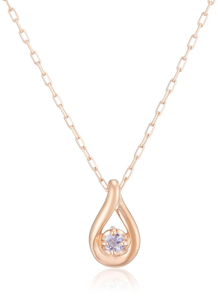 K10 Pink Gold Necklace [Yondo Sea] 4℃ [December Birthstone] 11182-612-3116-00-00 Women's