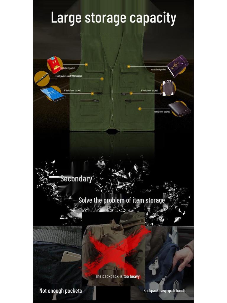 Жилет волонтера с несколькими карманами и логотипом на заказ для съемочной группы.