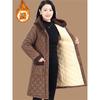 Winter Coat Vintage Velvet And Thickening Single Breasted Cotton Coat for Women Fit Cotton Clip Warm Long Parka Plaid Coat
