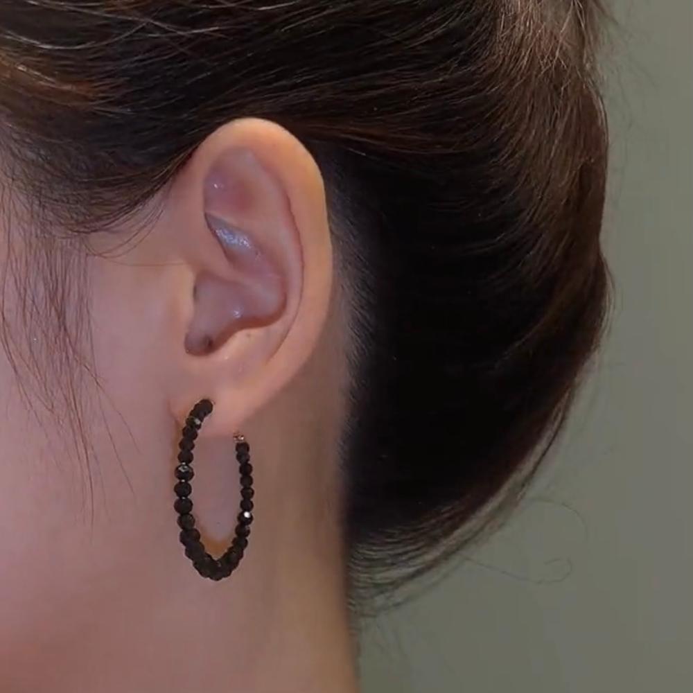 Модные простые серьги, черные элегантные женские блестящие серьги, вечерние блестящие серьги, универсальные кисточки, нежные студенческие женские милые серьги