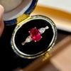 Французское Ретро Рубиново-Красное Алмазное Кольцо - Изысканный Аксессуар на Указательный Палец для Женщин, Стиль Легкой Роскоши