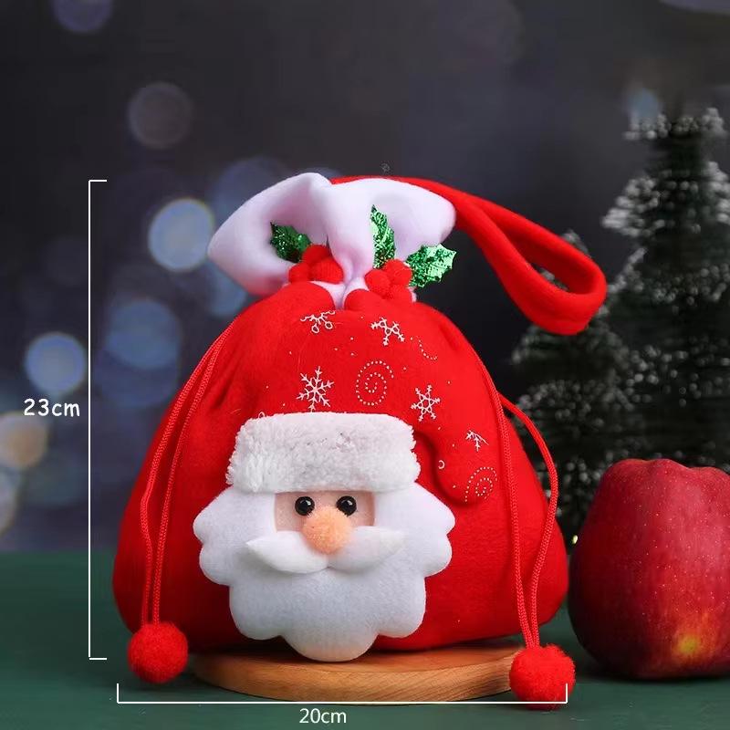 Christmas Santa Claus & Snowman Gift Bag - Apple & Candy Storage for Christmas Eve