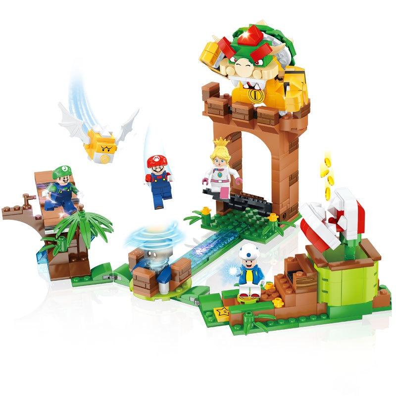 Colorful Super Mario Bros Dolls Luigi Peach Bowser Toad Building Blocks