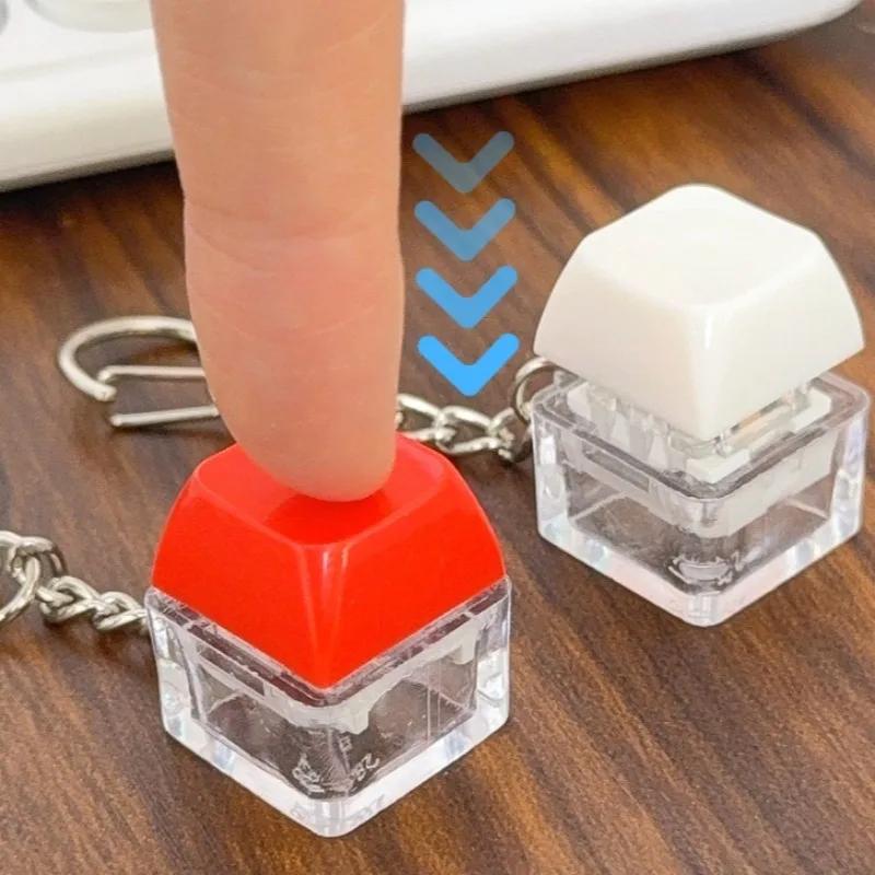 2025 New Creative Button Keychains Give To Friends Sand Sculpture Parody Decompression Pendant Luminous Keychain