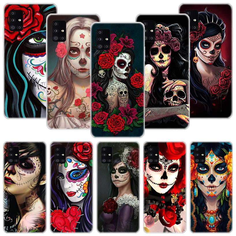 Чехол для телефона Catrina Beautiful Rose Girl Skull для Samsung Galaxy A52 A32 A22 A12 A02S A50S A30S A51 A31 AA71 Note 20 Ultra 10 S10