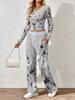 Spring and Autumn Ladies V-Neck Long Sleeve Pants Set Comfortable Casual Versatile Slim Two-piece Set