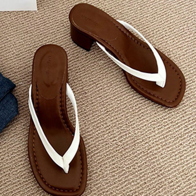 Модные женские шлепанцы на квадратном каблуке с открытым носком, удобные мягкие сандалии-слайды с квадратным носком, модная простая нескользящая женская обувь для отпуска и пляжа