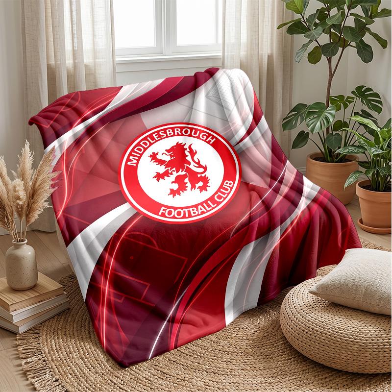 Middlesbrough Football Print Flannel Blanket, Soft Warm Lightweight Throw Blanket for Sofa Bed Camping