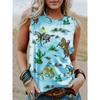 New Western Cowboy Retro Tank Tops Horse 3D Print Summer Women O-Neck Vest Off Shoulder Y2k Sleeveless Camisole Woman Clothing