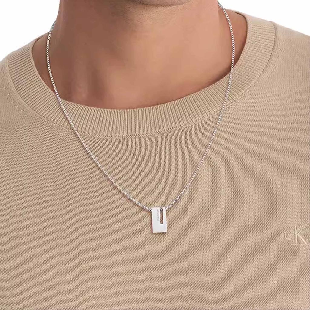 Calvin Klein Модная серия Однотонный дизайн Стальной ожерелье Мужские ожерелья Серебряный 35100019