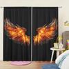 2 шт. Ослепительные пламенеподобные крылья с принтом штор для домашнего декора - Карманные шторы для окон в спальню, офис, кухню