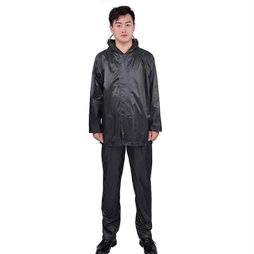 Raincoat for Men Women Long Button-up Zipper Pocket Detachable Hat Single Split Raincoat Rain Pants Outdoor Hiking Raincoat Long Sleeve Hooded Set