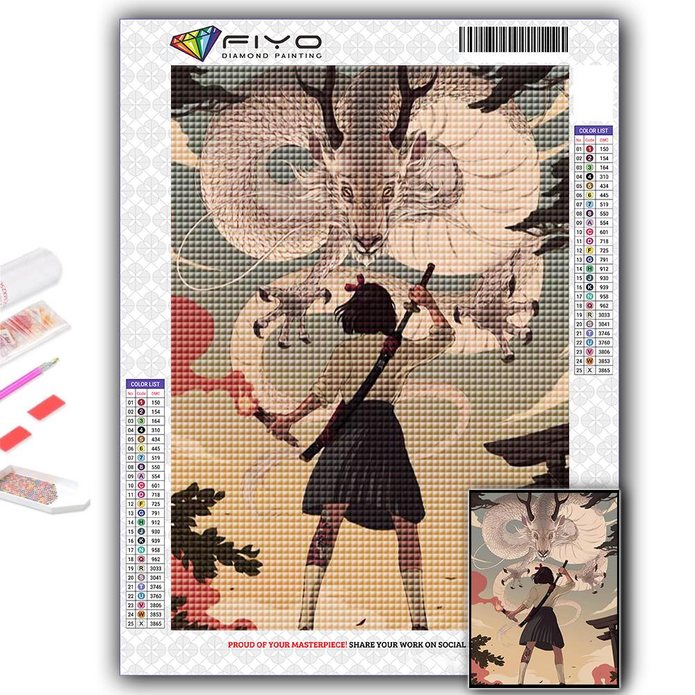 5D DIY Алмазная картина Японский стиль Иллюстрация Вышивка крестом Алмазная художественная вышивка Мозаика Домашний деко
