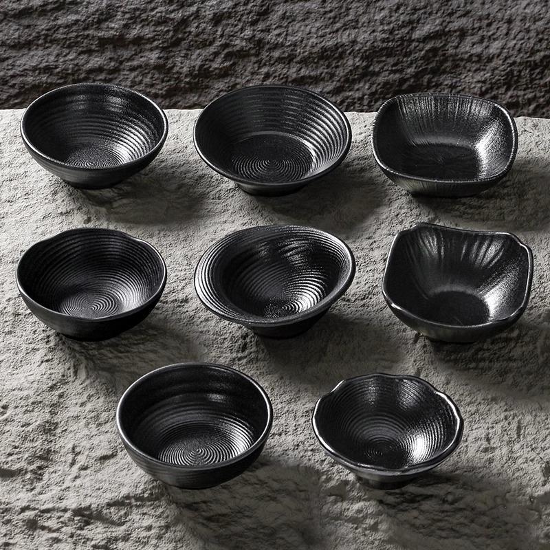 Меламиновые миски для соуса Hot Pot, соусницы с соевым уксусом, черные блюда для ресторана, маленькие суповые тарелки, кухонная утварь