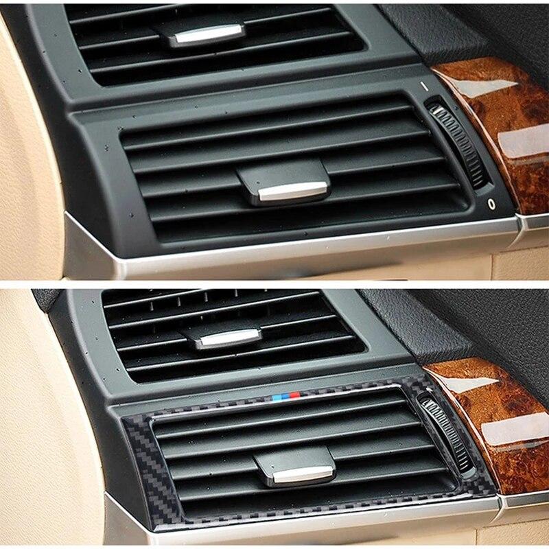 Панель управления автомобиля из углеродного волокна, левая-правая розетка кондиционера, наклейки на крышку для BMW X5 E70 X6 E71 2008-13, аксессуары