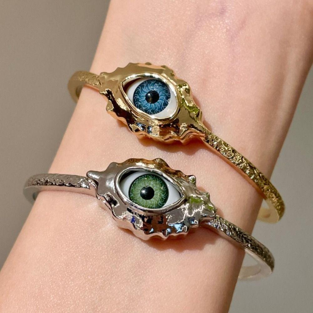 Silver Exaggerated Open Bangle Metal Geometric Cuff Bangles Demon's Eye Bracelets Girls Gift