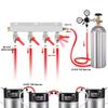 4-WAY Co2 Gas Manifold Distributor, 7/16-20 Thread Outlet Valve Removable Beer Splitter,Support Push Fits Quick Joint & Barb