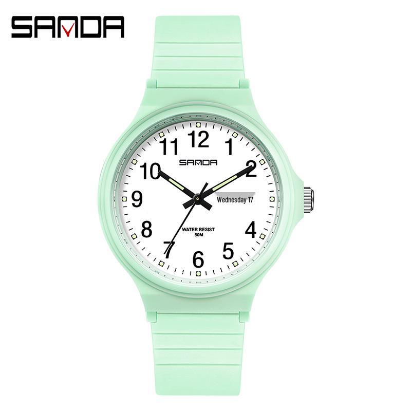 Sanda 6060 Dual Calendar Waterproof Quartz Watch for Casual Outdoor Wear - Men's & Women's Student Wristwatch