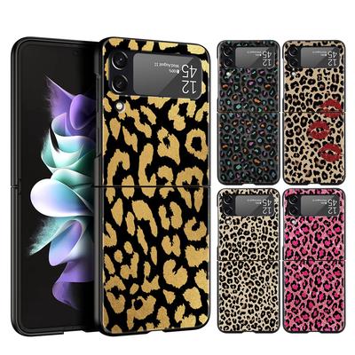 Жесткий ПК Чехол для Телефона Для Samsung Galaxy Z Flip 7/6/5/4 Черная Крышка Для Galaxy Z Flip 3 Складной Ударопрочный С Рисунком Леопарда