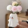 Ваза в форме привидения с узором в виде улыбающегося лица, керамический горшок для цветов, декор для детской комнаты, спальни, дома, белый