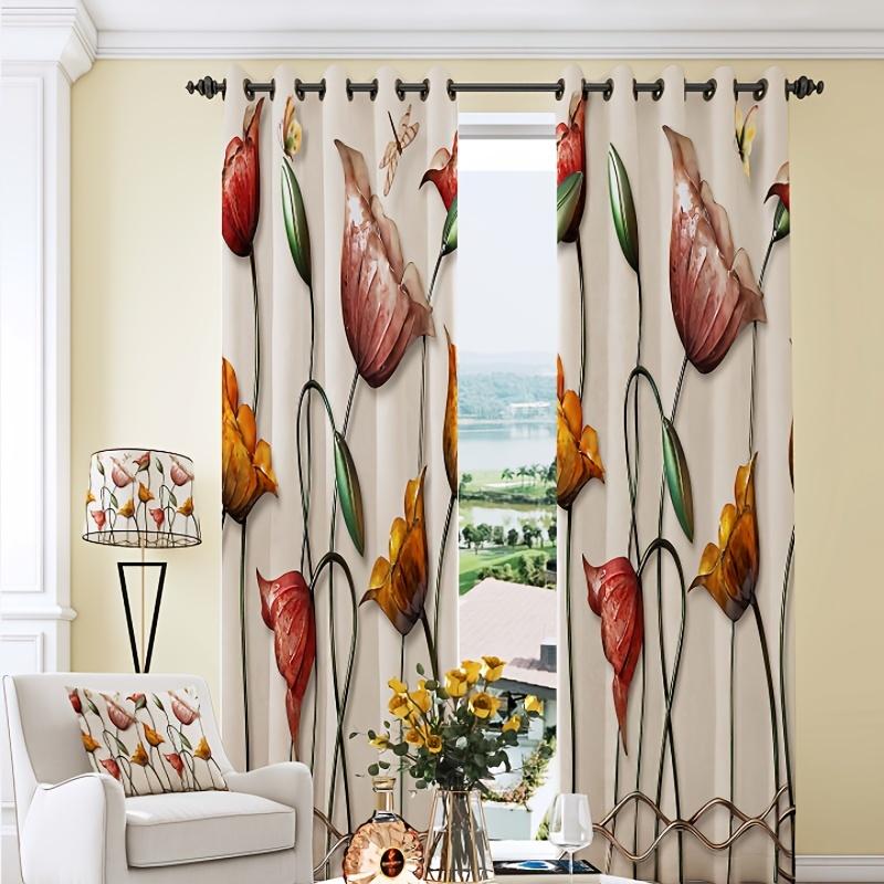 Акварель бежевый лист цветок винтажные шторы на окна жалюзи для гостиной детской спальни ванной кухни двери домашнего декора2 шт.