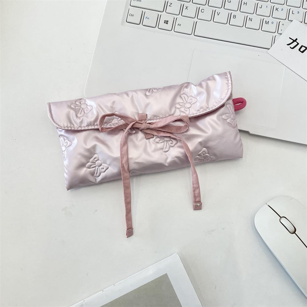 PU Leather Pen Bag Quilted Cosmetic Bag Cute Pen Pouch  Girls Gift