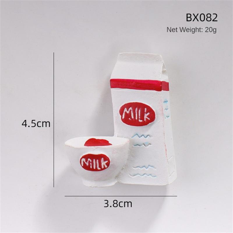 3D Food Model Fridge Magnets Creative Cartoon Simulation Food Bread Egg Milk Refrigerator Magnetic Sticker Message Holder Decor