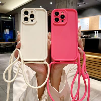 Чехол для телефона iPhone 16 14 13 15 Pro Max 12 11 X XR XS 7 8 Plus SE 2020 2022 с регулируемым ремешком через плечо, мягким чехлом