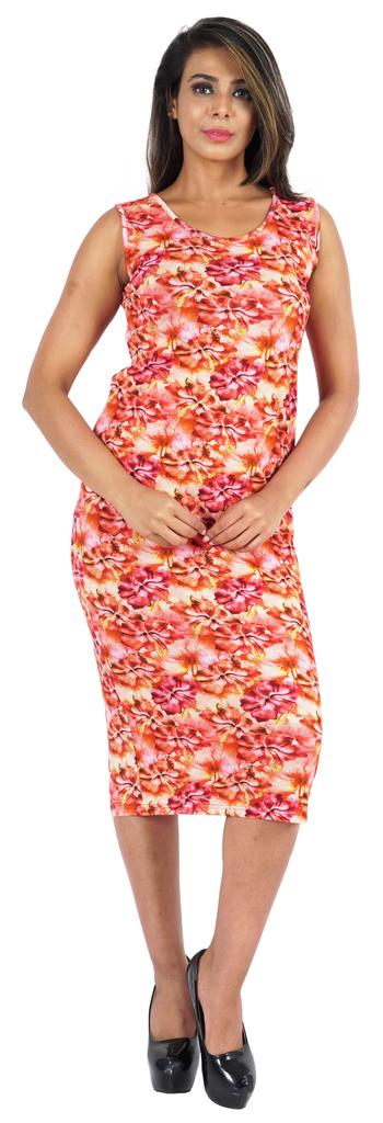 Bimba Платье-миди с принтом Bodycon для женщин, повседневное, без рукавов, вискозный трикотаж