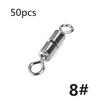 FTK 50pcs/lot Swivel Ball Bearing Fishing Swivel with Solid Swivel Safety Snap Ring Swivel Carp Fishing Accessories