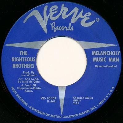 7-дюймовая пластинка RIGHTEOUS BROTHERS Melancholy Music Man VK10507 Verve Records 1967 США Рок Б/у