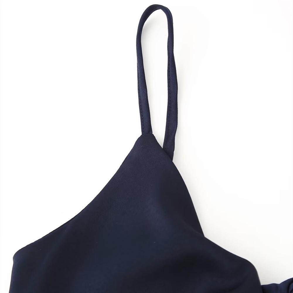 2025 Spring/Summer Women's Slim Twist Cutout Spaghetti Strap V-Neck Dress