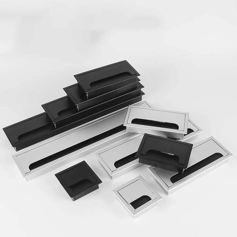 1Pcs Aluminum Alloy 145*160/200/300mm TV Cabinet Cable Box Computer Desk Cable Hole Cover Rectangular Buffer Box for Office Desk