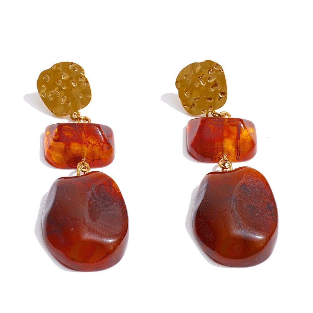 Yhpup New Red Resin Acrylic Square Geometric Drop Dangle Statement Earrings Stainless Steel Waterproof Popular Jewelry Wholesale