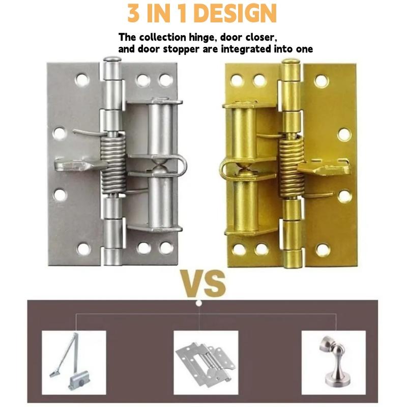 3 In 1 Automatic Self Closing Door Hinges with Positioning 90 Degrees Integrates Spring Hinge Door Closer and Door Stopper