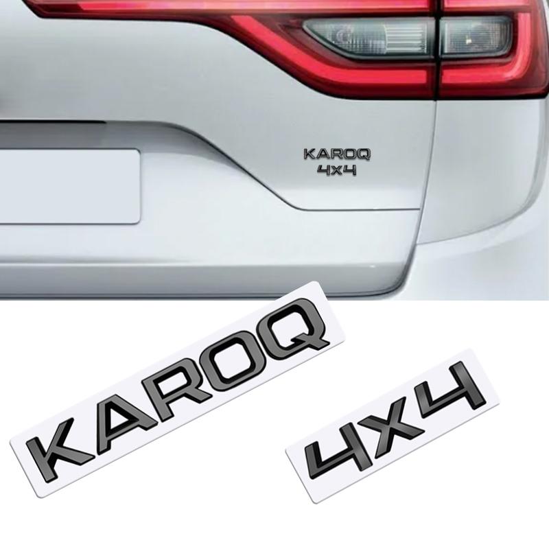 ABCDGI1 MetaL 3D Badge Logo Car Rear Trunk Body Sticker Letter Emblem For Skoda Karoq 4X4 Accessories Glossy Black Matte black