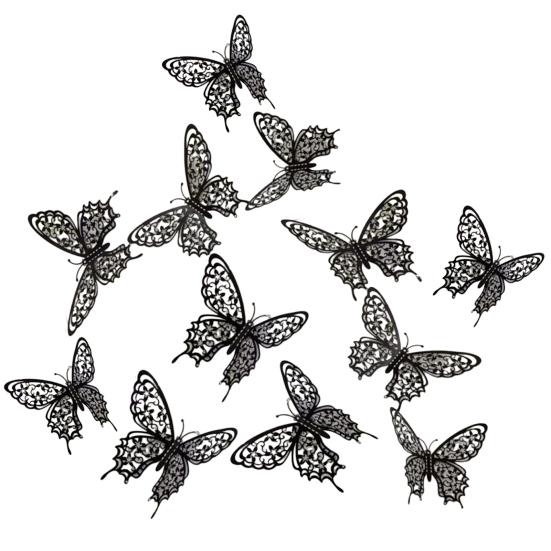 12 Pcs 3D Butterfly Wall Decor 3 Sizes Hollow Butterfly Decoration for Birthday Party Cake Topper Removable Wall Murals Decal for Kids Room