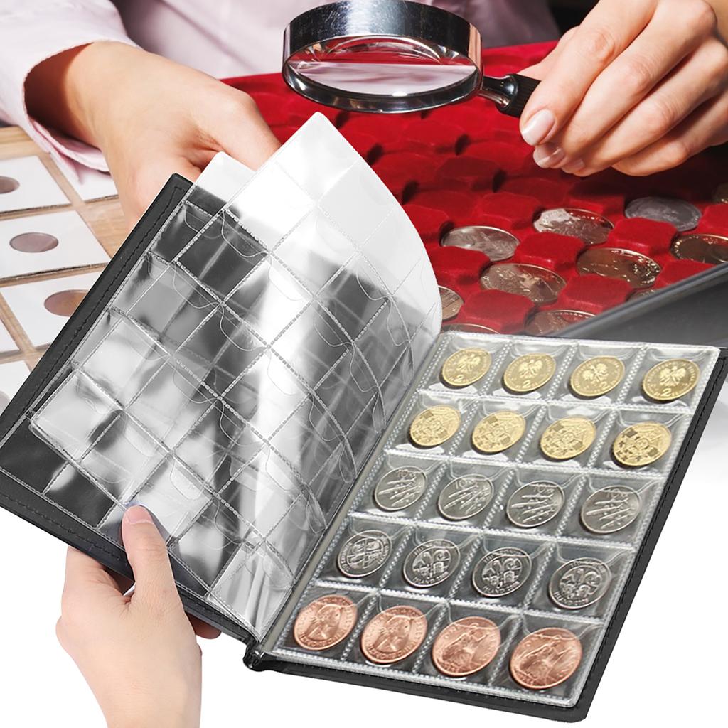 250 Pockets 10 Pages Coin Album Coin Collection Book Collecting Holder BookBlack