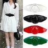Elegant Elastic Waist Belt For Women Round Buckle PU Waistband For Everyday Wear Casual Outfit All Matching Waist Decors