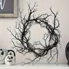 Хэллоуинский венок из черных веток для входной двери 18 дюймов Жуткий готический искусственный венок из веток для внутреннего и наружного украшения стен и окон на Хэллоуин