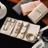 Jewelry Organizer Roll Premium Leather Multi Compartment Storage For Earrings Necklaces Rings Travel  Foldable Case