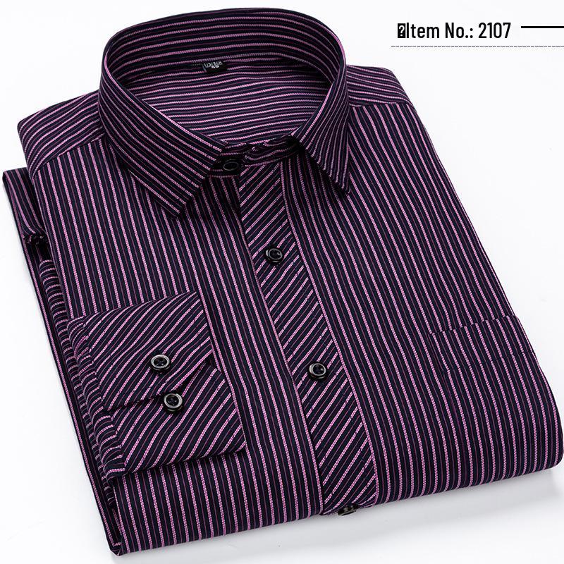 Men's Business Casual Striped Long-Sleeve Shirt - Simple and Fashionable