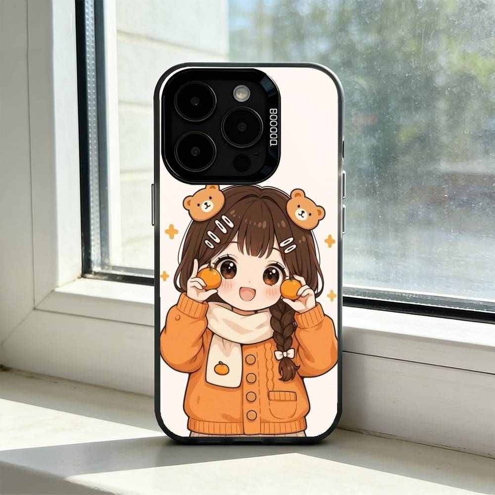 Милый Сердитый Маленький Девочка Чехол Для Телефона Для iPhone 17,16,15,14,13,12,11 Plus,Pro Max,XS,Цветной Посеребренный Внутренний Чехол