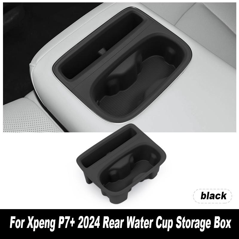 Car Central Storage Box for Xpeng P7+ 2025 Cup Holder Dashboard Tray Car Door Organizer Tidying Black Interior Accessories TPE