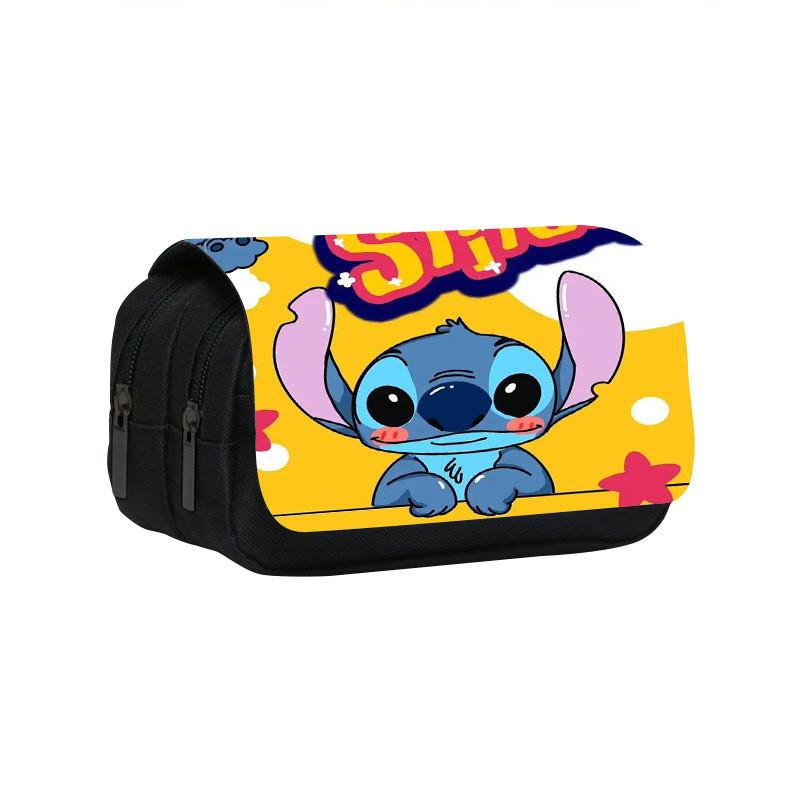 Двухслойная пенал-карандашница Stitch для студентов из полиэстера с местом для хранения