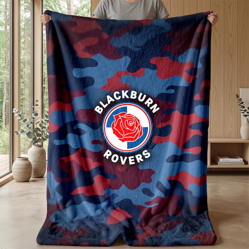 Blackburn Rovers Football Print Flannel Blanket, Soft Warm Lightweight Throw Blanket for Sofa Bed Camping
