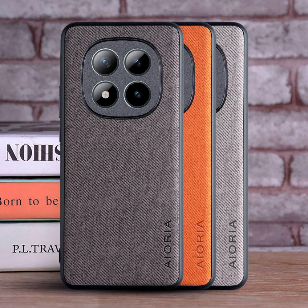 Чехол для Xiaomi Redmi Note 15 Pro Plus 4G 5G Текстильная Кожаная Модный Мягкий ТПУ Жесткий Поликарбонат 3 в 1 материал для Чехла Redmi Note 15