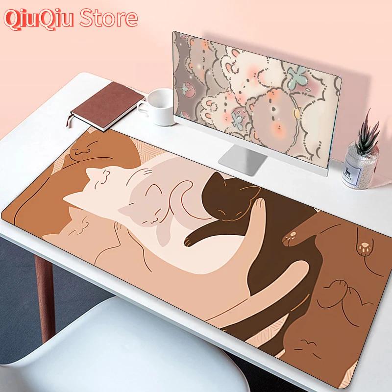 Кавайный Кот Игровой Коврик для Мыши Геймерский Нескользящий Mausepad Компьютерные Аксессуары Коврик для Стола Коврик для Мыши Коврики Клавиатура ПК Шкаф XXL